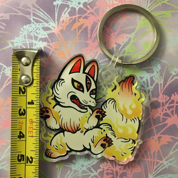 Cute Kitsune Acrylic Keychain - Picture 7 of 9